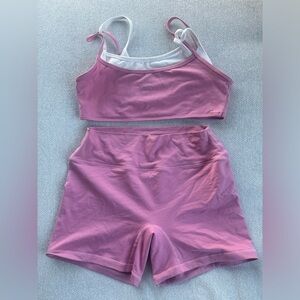 SET Active Mauve Sports Bra and Shorts Set